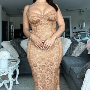 Popilush Built In Shapewear Midi Dress 🤎